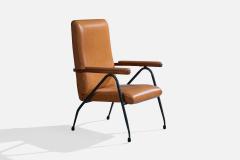 Italian Designer Lounge Chairs with Metal Wood and Vinyl Italy 1960s - 4784914