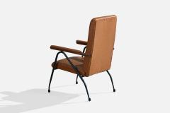Italian Designer Lounge Chairs with Metal Wood and Vinyl Italy 1960s - 4784917