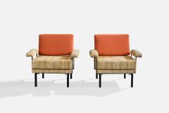 Italian Designer Lounge Chairs with Metal and Fabric Italy 1960s - 4784784
