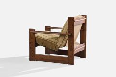 Italian Designer Lounge Chairs with Pine and Fabric Italy 1970s - 4784817