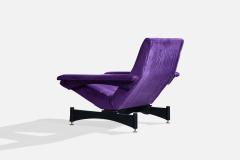 Italian Designer Lounge Chairs with Velvet Metal and Brass Italy 1960s - 4785305