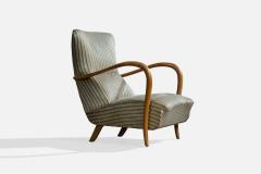 Italian Designer Lounge Chairs with Wood and Fabric Italy 1950s - 4784948
