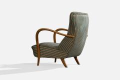 Italian Designer Lounge Chairs with Wood and Fabric Italy 1950s - 4784949