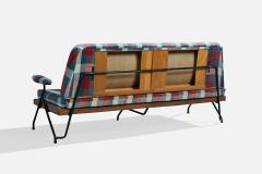 Italian Designer Sofa with Metal Wood and Fabric Italy 1960s - 4785348