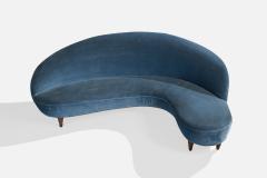 Italian Designer Sofa with Velvet and Wood Italy 1950s - 4784930