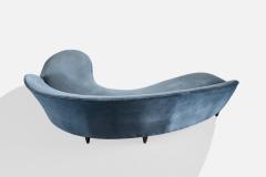 Italian Designer Sofa with Velvet and Wood Italy 1950s - 4784933