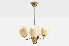 Itsu OY Chandelier with Brass and Glass Finland 1940s - 4768344