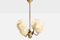 Itsu OY Chandelier with Brass and Glass Finland 1940s - 4768345