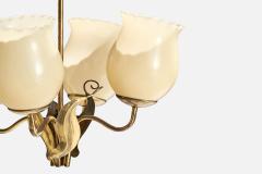 Itsu OY Chandelier with Brass and Glass Finland 1940s - 4768346