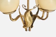 Itsu OY Chandelier with Brass and Glass Finland 1940s - 4768348