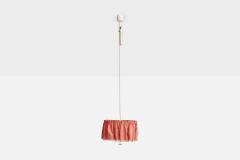 J T Kalmar Pendant Light with Brass Fabric and Acrylic Austria 1950s - 4768369