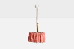 J T Kalmar Pendant Light with Brass Fabric and Acrylic Austria 1950s - 4768370
