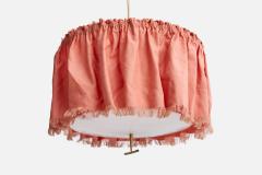 J T Kalmar Pendant Light with Brass Fabric and Acrylic Austria 1950s - 4768371