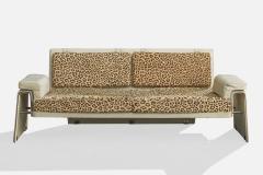 Jacques Quinet Settee with Leather Hide and Metal France 1970s - 4768450