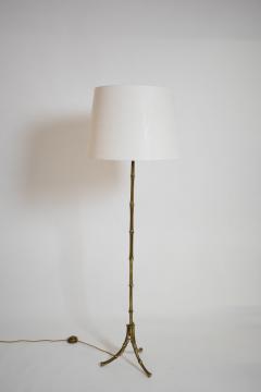 Jansen style tripod faux bamboo solid brass floor lamp 1960s  - 4539235