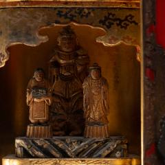 Japanese Red Lacquer Traveling Shrine of Bishamonten - 4167277