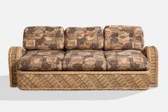 Jay Spectre Sofa with Rattan and Fabric USA 1980s - 4768489