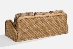 Jay Spectre Sofa with Rattan and Fabric USA 1980s - 4768490