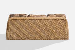 Jay Spectre Sofa with Rattan and Fabric USA 1980s - 4768491