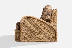 Jay Spectre Sofa with Rattan and Fabric USA 1980s - 4768492