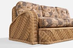 Jay Spectre Sofa with Rattan and Fabric USA 1980s - 4768493