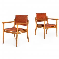 Jean Michel Frank Bridge Metteur en Scene Leather Arm Chairs after Jean Michel Frank - 4469612