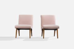 Jens Risom Lounge Chairs with Beech and Fabric Germany 1950s - 4768497