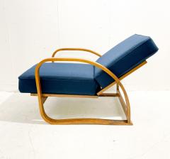 Jindrich Halabala Mid Century Adjustable Blue Bentwood Armchair by Jindrich Halabala - 2924756