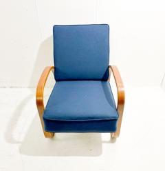 Jindrich Halabala Mid Century Adjustable Blue Bentwood Armchair by Jindrich Halabala - 2924757