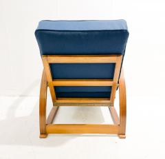 Jindrich Halabala Mid Century Adjustable Blue Bentwood Armchair by Jindrich Halabala - 2924758