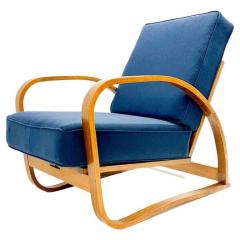 Jindrich Halabala Mid Century Adjustable Blue Bentwood Armchair by Jindrich Halabala - 2924759