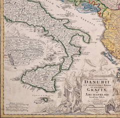 Johann Baptist Homann Hand Colored 18th Century Homann Map of the Danube Italy Greece Croatia - 2684741