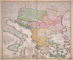 Johann Baptist Homann Hand Colored 18th Century Homann Map of the Danube Italy Greece Croatia - 2686132
