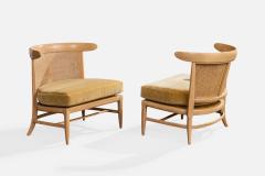John Lubberts Lambert Mulder Slipper Chairs with Wood and Cane USA 1950s - 4768571