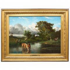 Jules Dupre Pastoral Landscape of Horses Drinking Jules Dupre - 4458108
