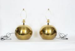 Karl Springer Pair Karl Springer Style Brass Sphere Table Lamps Circa 1980 - 2937439