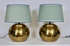 Karl Springer Pair Karl Springer Style Brass Sphere Table Lamps Circa 1980 - 2937440