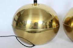 Karl Springer Pair Karl Springer Style Brass Sphere Table Lamps Circa 1980 - 2937456