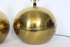 Karl Springer Pair Karl Springer Style Brass Sphere Table Lamps Circa 1980 - 2937458
