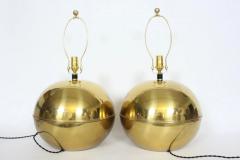 Karl Springer Pair Karl Springer Style Brass Sphere Table Lamps Circa 1980 - 2937459