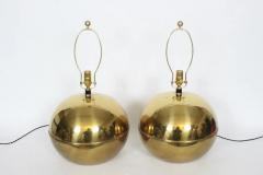 Karl Springer Pair Karl Springer Style Brass Sphere Table Lamps Circa 1980 - 2937470