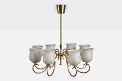 LYFA Chandelier with Brass and Glass Denmark 1950s - 4769090