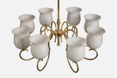 LYFA Chandelier with Brass and Glass Denmark 1950s - 4769091