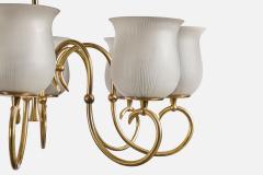 LYFA Chandelier with Brass and Glass Denmark 1950s - 4769095