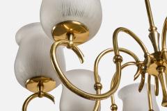 LYFA Chandelier with Brass and Glass Denmark 1950s - 4769096