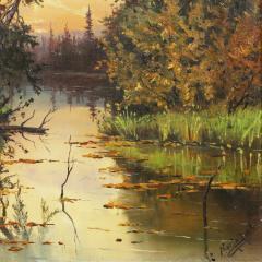 Landscape With A Pond In Evening Light A Konstantinova Russia - 4781200