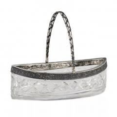 Large Russian Silver Mounted Crystal Bonbonniere In The Form Of A Boat  - 4781592