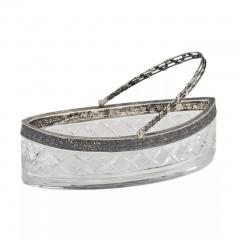 Large Russian Silver Mounted Crystal Bonbonniere In The Form Of A Boat  - 4781593