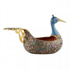 Large Silver Kovsh In The Russian Style With Cloisonne Enamel Russia Moscow - 4781569