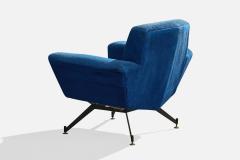 Lenzi Lounge Chairs with Metal Brass and Fabric Italy 1950s - 4768941